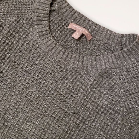 BANANA REPUBLIC Knit Metallic Gray Crewneck Sweater - Picture 2 of 8